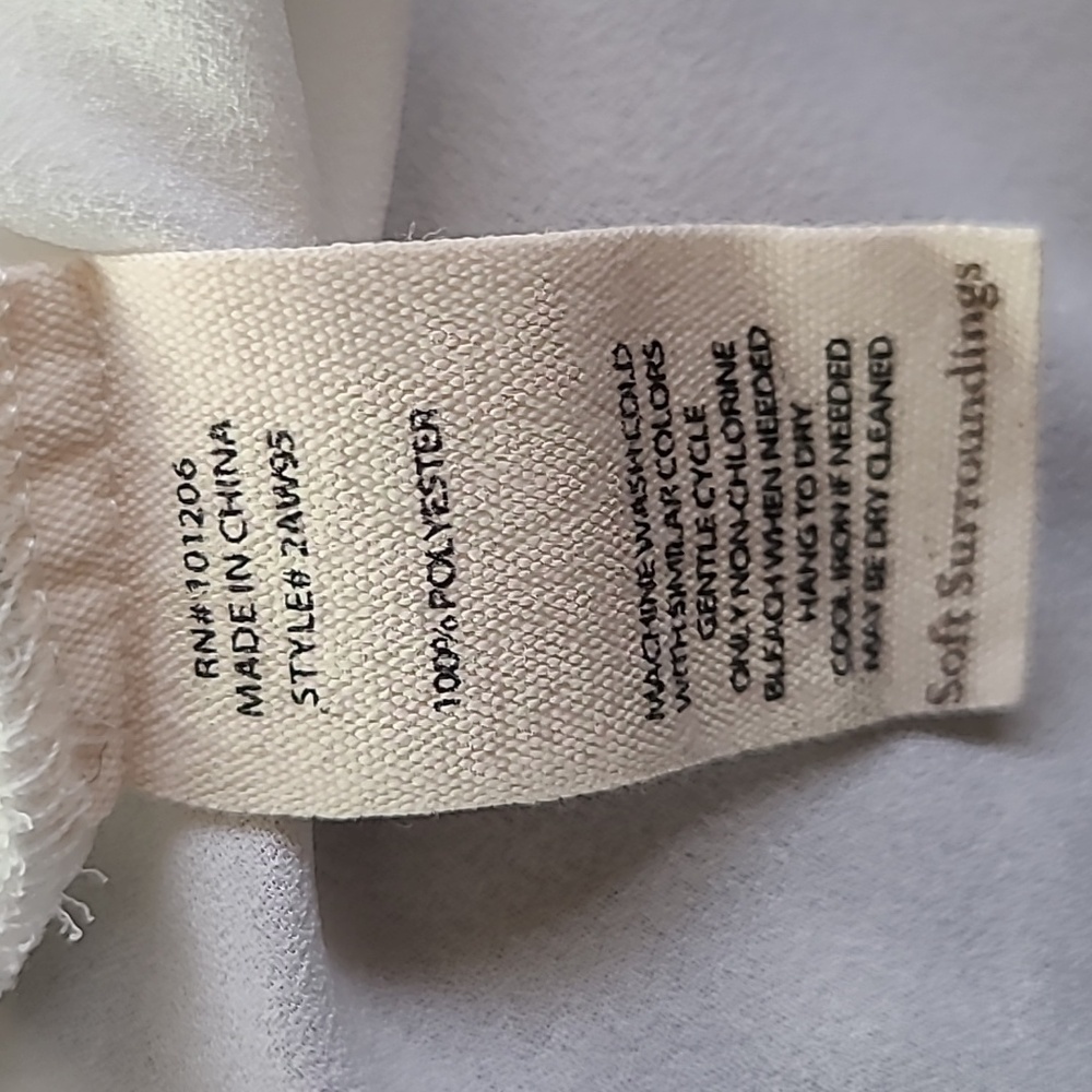 Soft Surroundings Cream Peplum V-Neck Blouse - Picture 9 of 13